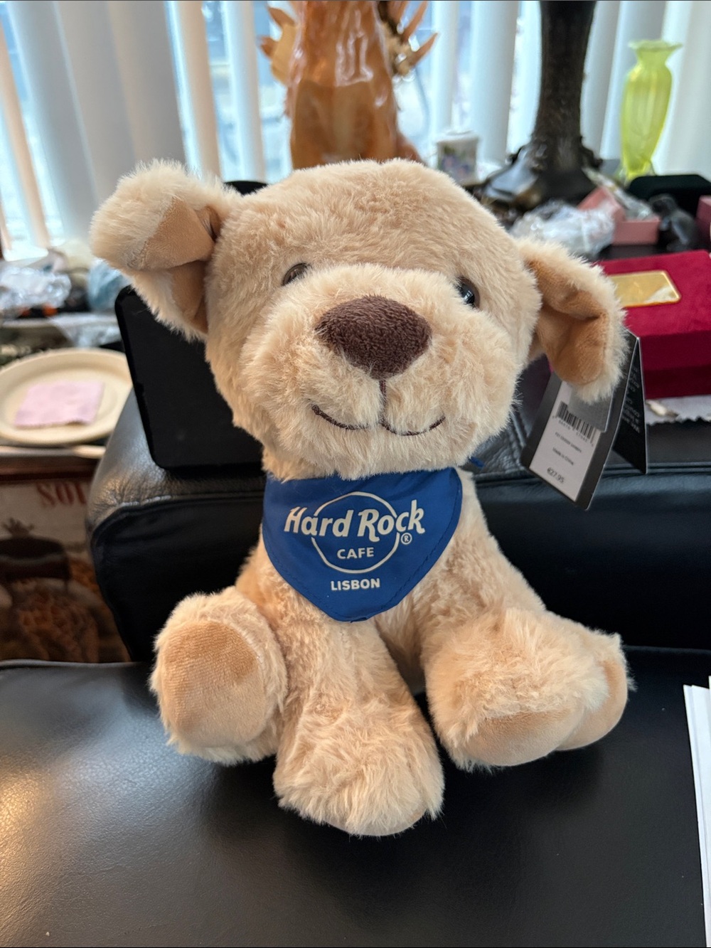 Hard Rock Cafe Plush Puppy in Beige with Blue Bandana Lisbon Brand New
